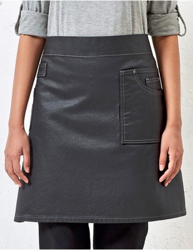 P-PR135-Division Waxed Look Denim Waist Apron